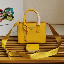 Top AAAAA Replica Prada Galleria Saffiano Small/Medium/Large Handbag Yellow Clone Cheap