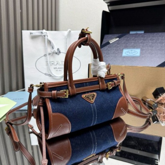 Top AAAAA Replica Prada Bonnie Mini Handbag 1BA486 Blue/Brown Clone Cheap