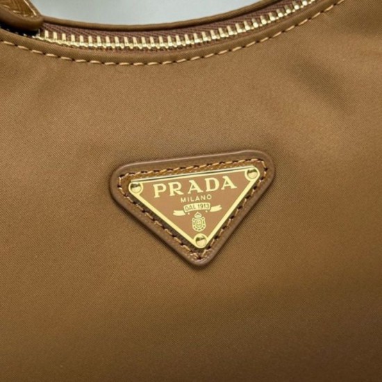 Fake Prada Re-Edition 2005 Re-Nylon Saffiano Mini Hobo Bag 1N204M Brown Replica Top AAAAA Replica Prada Re-Edition 2005 Re-Nylon Saffiano Mini Hobo Bag 1N204M Brown Clone Cheap