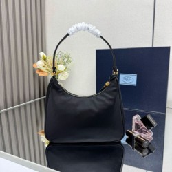 Fake Prada Re-Edition 2005 Re-Nylon Saffiano Mini Hobo Bag 1N204M Black Replica Top AAAAA Replica Prada Re-Edition 2005 Re-Nylon Saffiano Mini Hobo Bag 1N204M Black Clone Cheap