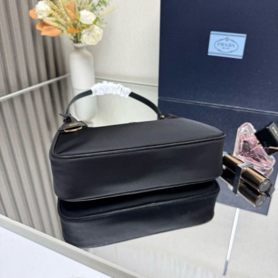 Fake Prada Re-Edition 2005 Re-Nylon Saffiano Mini Hobo Bag 1N204M Black Replica Top AAAAA Replica Prada Re-Edition 2005 Re-Nylon Saffiano Mini Hobo Bag 1N204M Black Clone Cheap