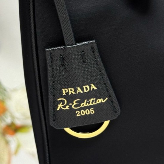Fake Prada Re-Edition 2005 Re-Nylon Saffiano Mini Hobo Bag 1N204M Black Replica Top AAAAA Replica Prada Re-Edition 2005 Re-Nylon Saffiano Mini Hobo Bag 1N204M Black Clone Cheap