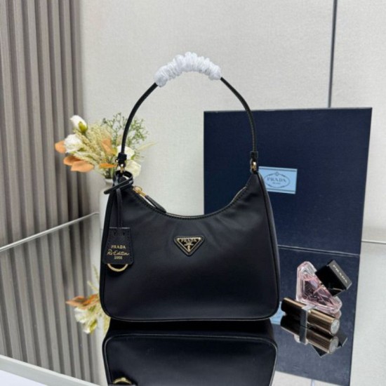 Fake Prada Re-Edition 2005 Re-Nylon Saffiano Mini Hobo Bag 1N204M Black Replica Top AAAAA Replica Prada Re-Edition 2005 Re-Nylon Saffiano Mini Hobo Bag 1N204M Black Clone Cheap
