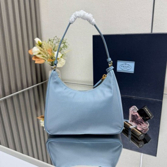 Fake Prada Re-Edition 2005 Re-Nylon Mini Hobo Bag Saffiano 1N204M Blue Replica Top AAAAA Replica Prada Re-Edition 2005 Re-Nylon Mini Hobo Bag Saffiano 1N204M Blue Clone Cheap