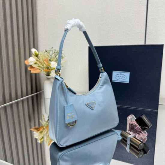 Fake Prada Re-Edition 2005 Re-Nylon Mini Hobo Bag Saffiano 1N204M Blue Replica Top AAAAA Replica Prada Re-Edition 2005 Re-Nylon Mini Hobo Bag Saffiano 1N204M Blue Clone Cheap