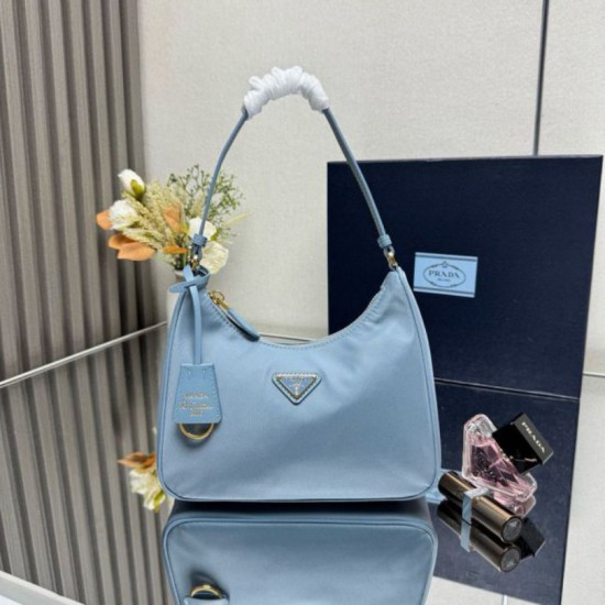 Fake Prada Re-Edition 2005 Re-Nylon Mini Hobo Bag Saffiano 1N204M Blue Replica Top AAAAA Replica Prada Re-Edition 2005 Re-Nylon Mini Hobo Bag Saffiano 1N204M Blue Clone Cheap