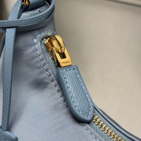 Fake Prada Re-Edition 2005 Re-Nylon Mini Hobo Bag Saffiano 1N204M Blue Replica Top AAAAA Replica Prada Re-Edition 2005 Re-Nylon Mini Hobo Bag Saffiano 1N204M Blue Clone Cheap