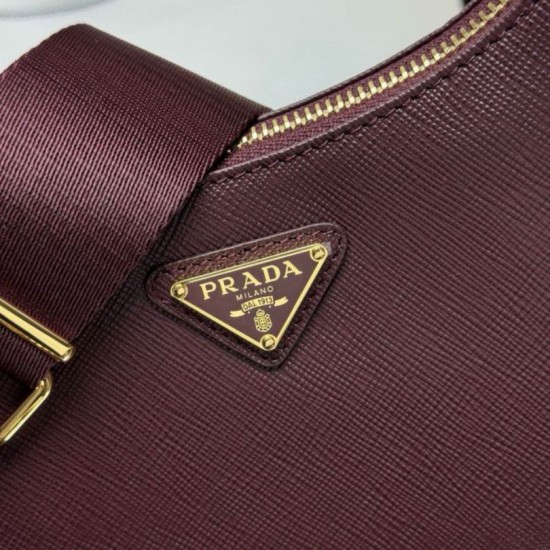 Top AAAAA Replica Prada Re-Edition 2005 Saffiano Handbag/Hobo Burgundy Clone Cheap
