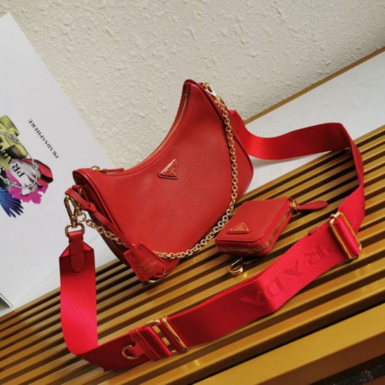 Top AAAAA Replica Prada Re-Edition 2005 Saffiano Handbag/Hobo Red Clone Cheap