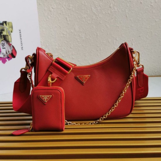 Top AAAAA Replica Prada Re-Edition 2005 Saffiano Handbag/Hobo Red Clone Cheap