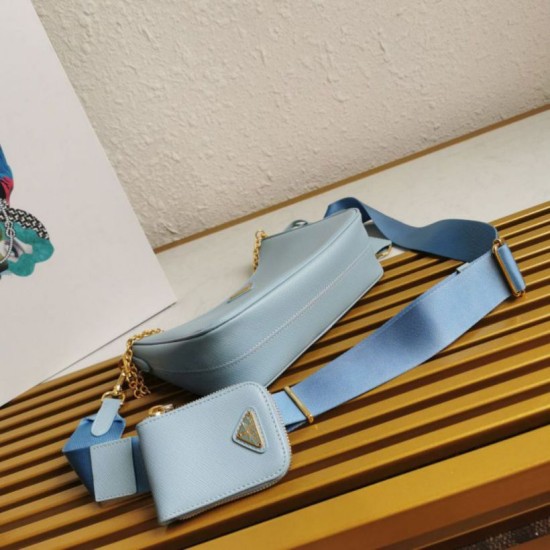 Top AAAAA Replica Prada Re-Edition 2005 Saffiano Handbag/Hobo Blue Clone Cheap