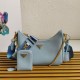 Top AAAAA Replica Prada Re-Edition 2005 Saffiano Handbag/Hobo Blue Clone Cheap