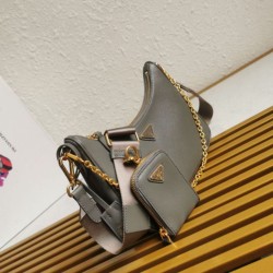 Fake Prada Re-Edition 2005 Saffiano Handbag/Hobo Grey Replica Top AAAAA Replica Prada Re-Edition 2005 Saffiano Handbag/Hobo Grey Clone Cheap