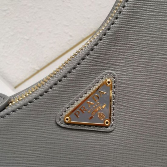 Top AAAAA Replica Prada Re-Edition 2005 Saffiano Handbag/Hobo Grey Clone Cheap