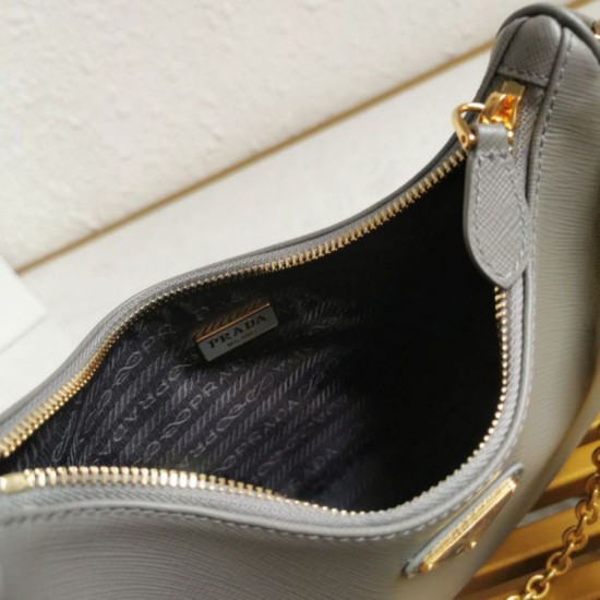 Top AAAAA Replica Prada Re-Edition 2005 Saffiano Handbag/Hobo Grey Clone Cheap