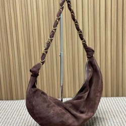 Top AAAAA Replica YSL Saint Laurent Amalia Croissant Hobo Shoulder Bag Coffee Clone Cheap