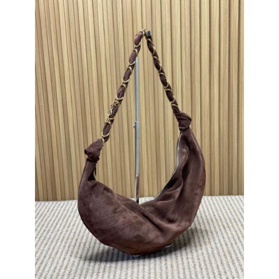 Fake YSL Saint Laurent Amalia Croissant Hobo Shoulder Bag Coffee Replica Top AAAAA Replica YSL Saint Laurent Amalia Croissant Hobo Shoulder Bag Coffee Clone Cheap