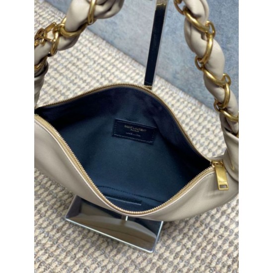 Fake YSL Saint Laurent Amalia Mini Hobo Bag Apricot Replica Top AAAAA Replica YSL Saint Laurent Amalia Mini Hobo Bag Apricot Clone Cheap