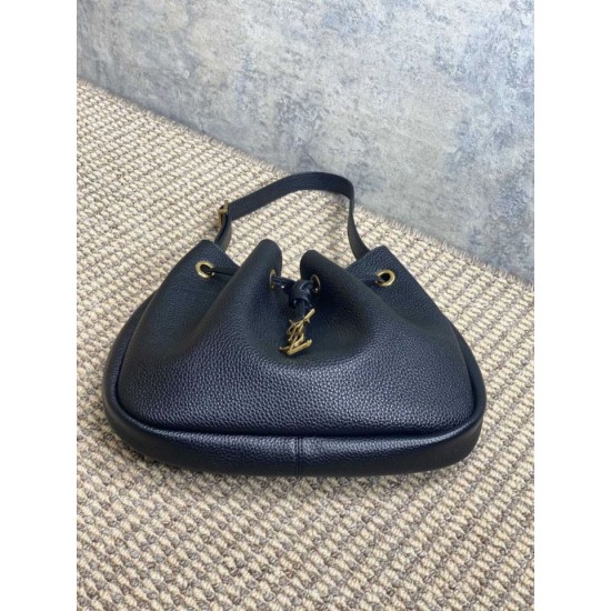 Top AAAAA Replica YSL Saint Laurent Paris VII Small Hobo Bag Black with Embossed Details Clone Cheap