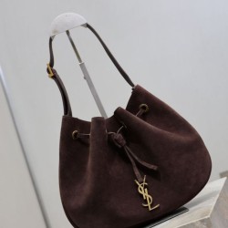 Top AAAAA Replica YSL Saint Laurent Jamie Pochon PARIS VII Suede Shoulder Bag Coffee Clone Cheap