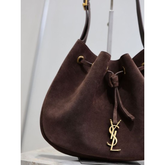 Top AAAAA Replica YSL Saint Laurent Jamie Pochon PARIS VII Suede Shoulder Bag Coffee Clone Cheap