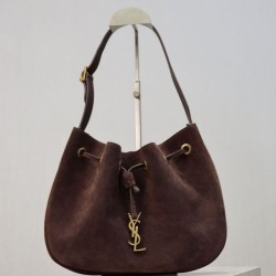 Top AAAAA Replica YSL Saint Laurent Jamie Pochon PARIS VII Suede Shoulder Bag Coffee Clone Cheap