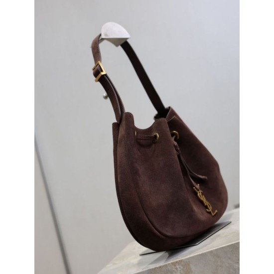 Top AAAAA Replica YSL Saint Laurent Jamie Pochon PARIS VII Suede Shoulder Bag Coffee Clone Cheap
