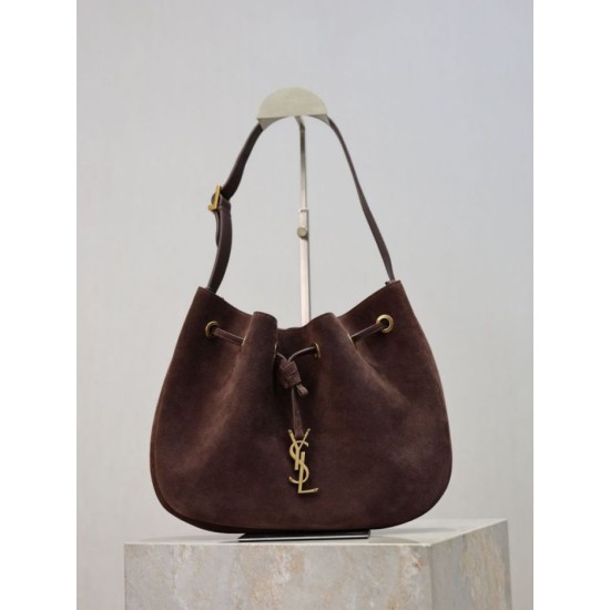 Top AAAAA Replica YSL Saint Laurent Jamie Pochon PARIS VII Suede Shoulder Bag Coffee Clone Cheap