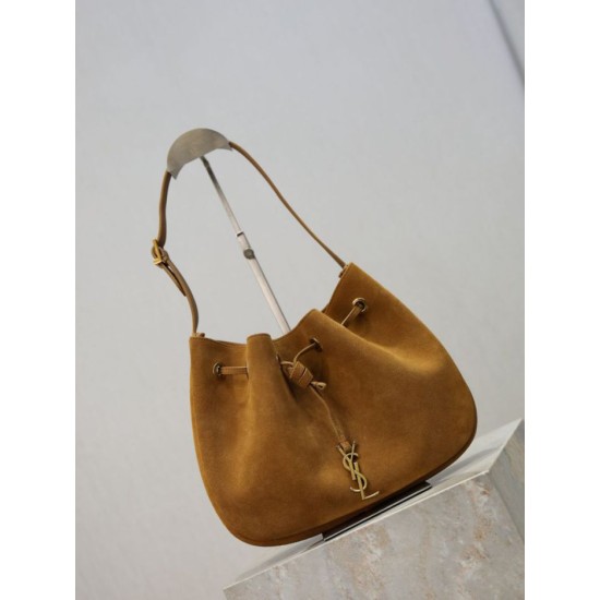 Top AAAAA Replica YSL Saint Laurent Jamie Pochon PARIS VII Suede Shoulder Bag Brown Clone Cheap
