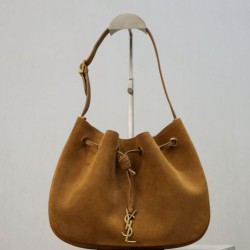 Top AAAAA Replica YSL Saint Laurent Jamie Pochon PARIS VII Suede Shoulder Bag Brown Clone Cheap