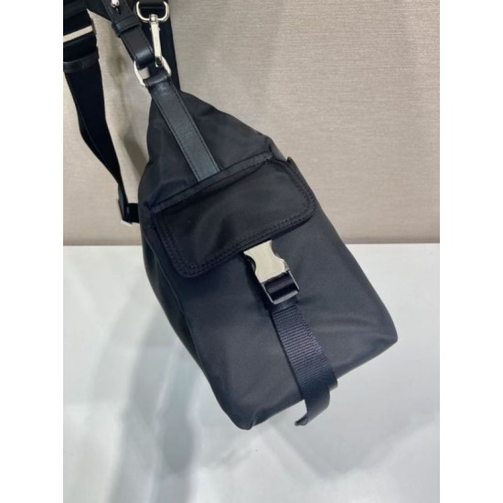 Top AAAAA Replica Prada Explore Re-Nylon Men's Shoulder Bag Black Clone Cheap