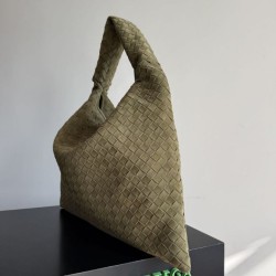 Top AAAAA Replica Crossbody Bag Bottega Veneta Large Hop olive green intrecciato suede Clone Cheap
