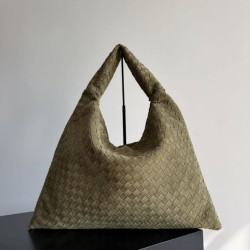 Top AAAAA Replica Crossbody Bag Bottega Veneta Large Hop olive green intrecciato suede Clone Cheap