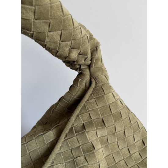 Fake Crossbody Bag Bottega Veneta Large Hop olive green intrecciato suede Replica Top AAAAA Replica Crossbody Bag Bottega Veneta Large Hop olive green intrecciato suede Clone Cheap