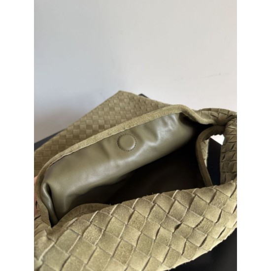Fake Crossbody Bag Bottega Veneta Large Hop olive green intrecciato suede Replica Top AAAAA Replica Crossbody Bag Bottega Veneta Large Hop olive green intrecciato suede Clone Cheap