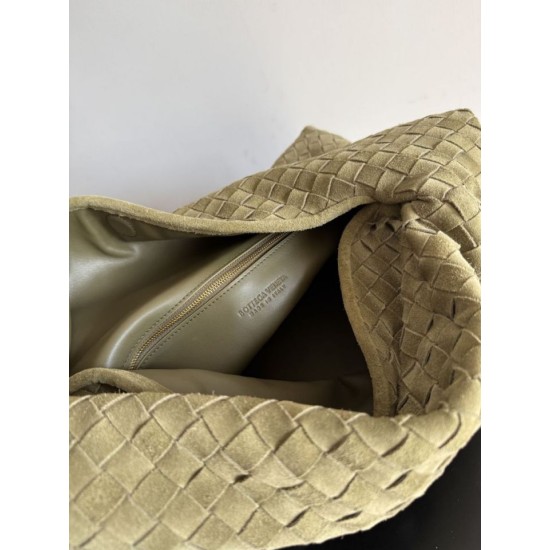 Fake Crossbody Bag Bottega Veneta Large Hop olive green intrecciato suede Replica Top AAAAA Replica Crossbody Bag Bottega Veneta Large Hop olive green intrecciato suede Clone Cheap