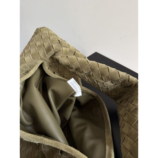 Fake Crossbody Bag Bottega Veneta Large Hop olive green intrecciato suede Replica Top AAAAA Replica Crossbody Bag Bottega Veneta Large Hop olive green intrecciato suede Clone Cheap