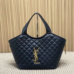 Best Replica YSL Saint Laurent icare medium Quilted Tote Bag Black Clone Sale