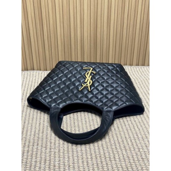 Best Replica YSL Saint Laurent icare medium Quilted Tote Bag Black Clone Sale