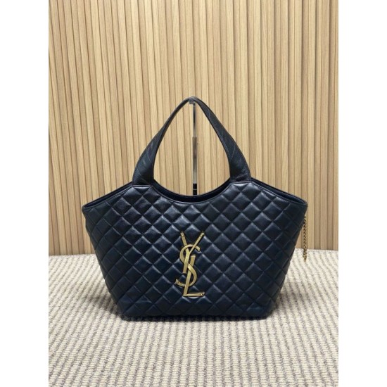 Best Replica YSL Saint Laurent icare medium Quilted Tote Bag Black Clone Sale