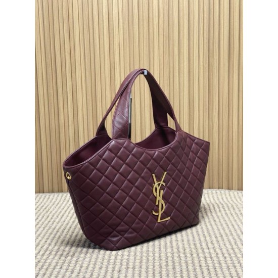 Best Replica YSL Saint Laurent icare medium Quilted Tote Bag Burgundy Clone Sale