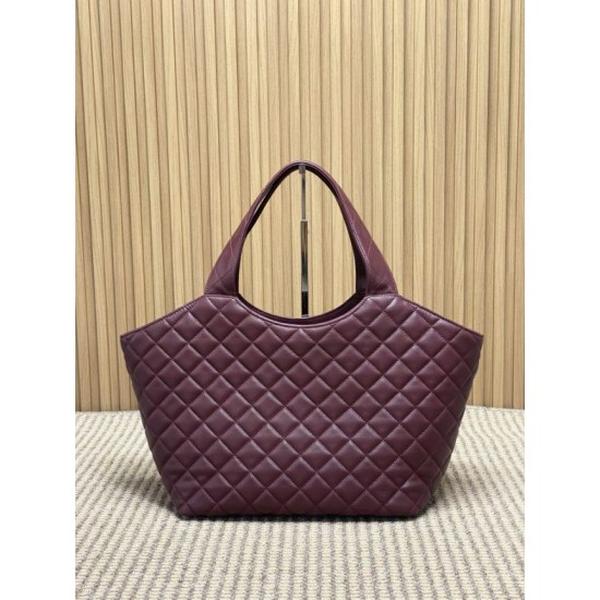 Best Replica YSL Saint Laurent icare medium Quilted Tote Bag Burgundy Clone Sale