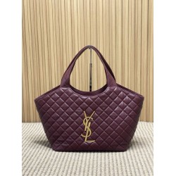 Best Replica YSL Saint Laurent icare medium Quilted Tote Bag Burgundy Clone Sale