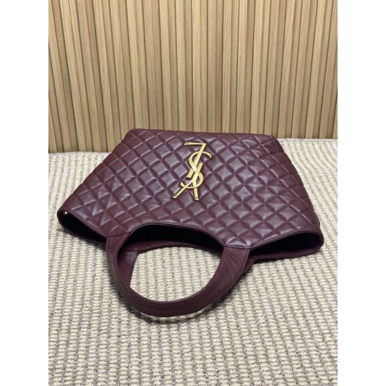 Best Replica YSL Saint Laurent icare medium Quilted Tote Bag Burgundy Clone Sale