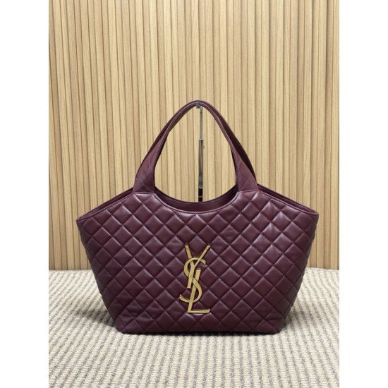 Best Replica YSL Saint Laurent icare medium Quilted Tote Bag Burgundy Clone Sale