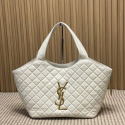 Best Replica YSL Saint Laurent icare medium Quilted Tote Bag Beige Clone Sale