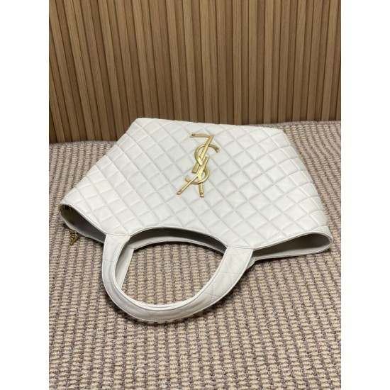 Best Replica YSL Saint Laurent icare medium Quilted Tote Bag Beige Clone Sale