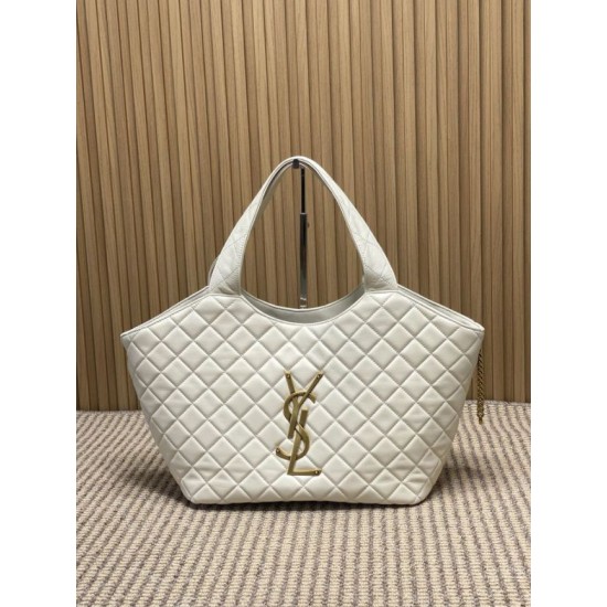 Best Replica YSL Saint Laurent icare medium Quilted Tote Bag Beige Clone Sale