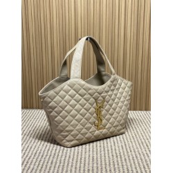 Best Replica YSL Saint Laurent icare medium Quilted Tote Bag Apricot Clone Sale