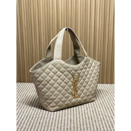 Best Replica YSL Saint Laurent icare medium Quilted Tote Bag Apricot Clone Sale